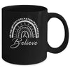 Believe Rainbow Brain Cancer Awareness Grey Ribbon Mug | teecentury