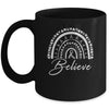 Believe Rainbow Brain Cancer Awareness Grey Ribbon Mug | teecentury