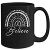 Believe Rainbow Brain Cancer Awareness Grey Ribbon Mug | teecentury