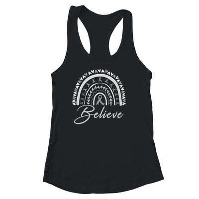 Believe Rainbow Brain Cancer Awareness Grey Ribbon Shirt & Tank Top | teecentury