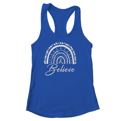 Believe Rainbow Brain Cancer Awareness Grey Ribbon Shirt & Tank Top | teecentury