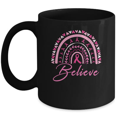 Believe Rainbow Breast Cancer Awareness Pink Ribbon Mug | teecentury