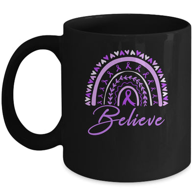 Believe Rainbow Epilepsy Awareness Purple Ribbon Mug | teecentury