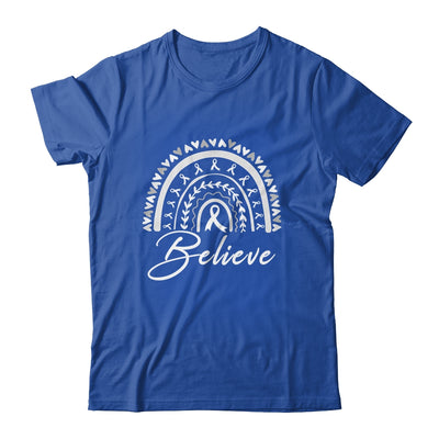 Believe Rainbow Lung Cancer Awareness White Ribbon Shirt & Tank Top | teecentury