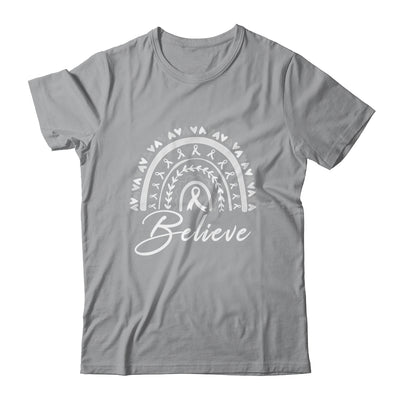 Believe Rainbow Lung Cancer Awareness White Ribbon Shirt & Tank Top | teecentury