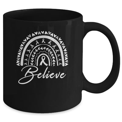 Believe Rainbow Lung Cancer Awareness White Ribbon Mug | teecentury