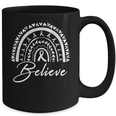 Believe Rainbow Lung Cancer Awareness White Ribbon Mug | teecentury