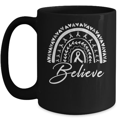 Believe Rainbow Lung Cancer Awareness White Ribbon Mug | teecentury