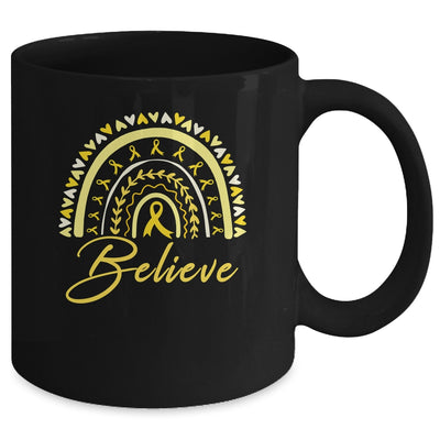 Believe Rainbow Sarcoma Awareness Yellow Ribbon Mug | teecentury