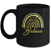 Believe Rainbow Sarcoma Awareness Yellow Ribbon Mug | teecentury