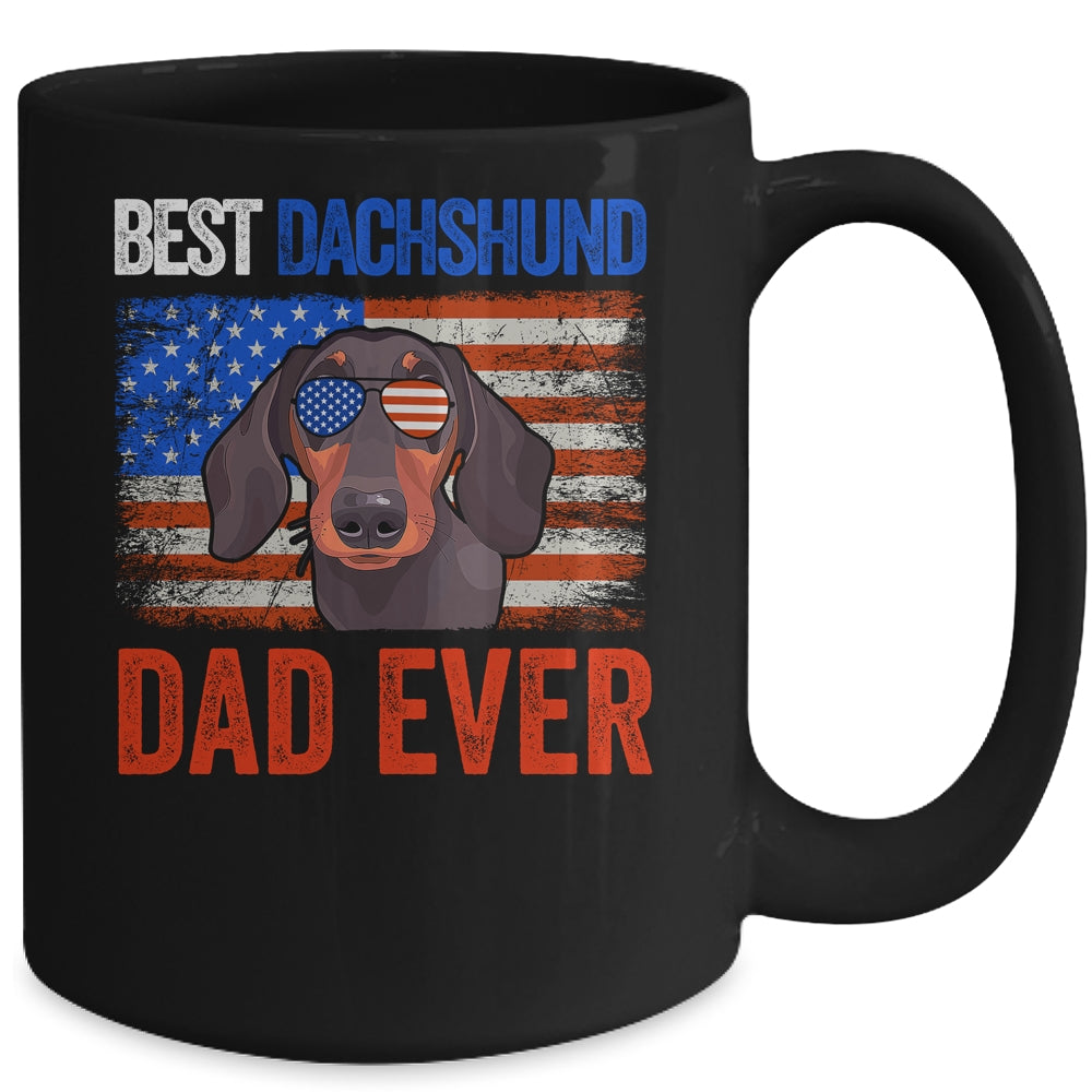 Best Dachshund Dad Ever American Flag Fathers Day Mug Coffee Mug | Teecentury.com