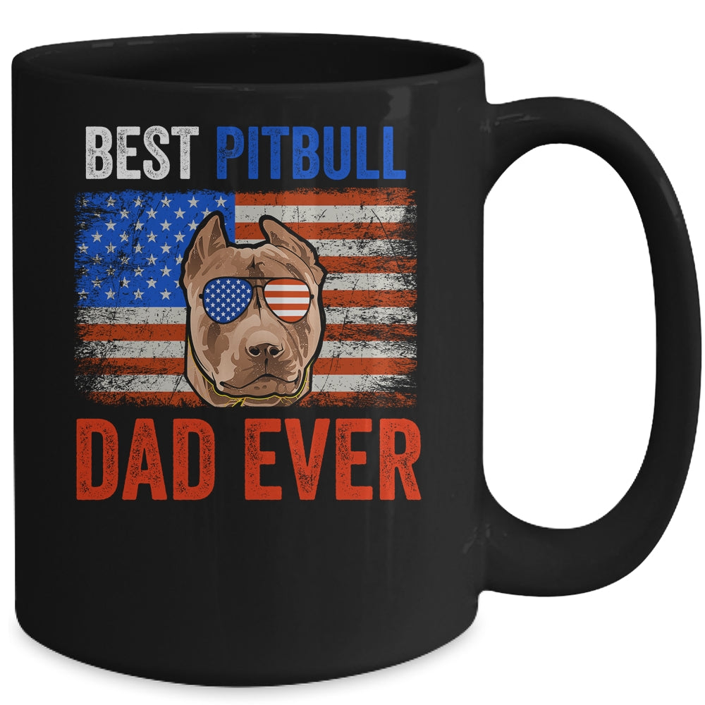 Best Pitbull Dad Ever American Flag Fathers Day Mug Coffee Mug | Teecentury.com
