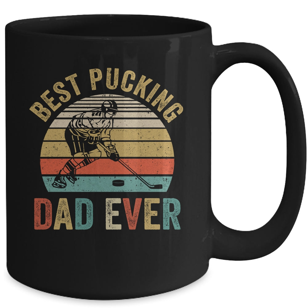 Best Pucking Dad Ever Funny Fathers Day Hockey Pun Mug Coffee Mug | Teecentury.com