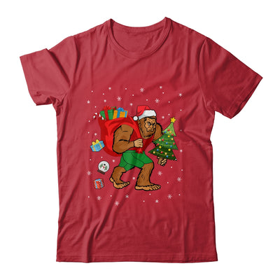 Bigfoot Santa Carrying Christmas Bag Xmas Hat Shirt & Sweatshirt | teecentury