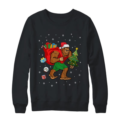 Bigfoot Santa Carrying Christmas Bag Xmas Hat Shirt & Sweatshirt | teecentury