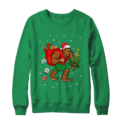 Bigfoot Santa Carrying Christmas Bag Xmas Hat Shirt & Sweatshirt | teecentury