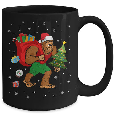 Bigfoot Santa Carrying Christmas Bag Xmas Hat Mug | teecentury