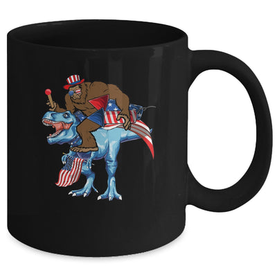 Bigfoot riding Dinosaur USA Flag 4th Of July America Mug Coffee Mug | Teecentury.com