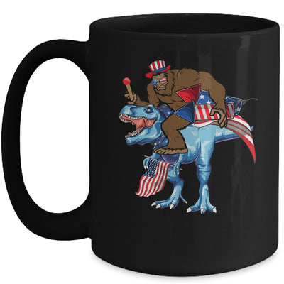 Bigfoot riding Dinosaur USA Flag 4th Of July America Mug Coffee Mug | Teecentury.com