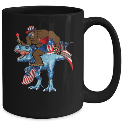 Bigfoot riding Dinosaur USA Flag 4th Of July America Mug Coffee Mug | Teecentury.com