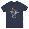 Bigfoot riding Dinosaur USA Flag 4th Of July America Youth Youth Shirt | Teecentury.com