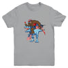 Bigfoot riding Dinosaur USA Flag 4th Of July America Youth Youth Shirt | Teecentury.com