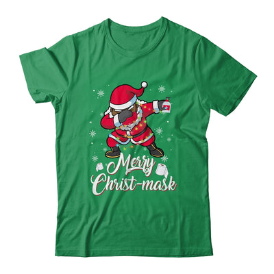 Black African American Christmas Dabbing Santa Wearing Mask T-Shirt & Sweatshirt | Teecentury.com