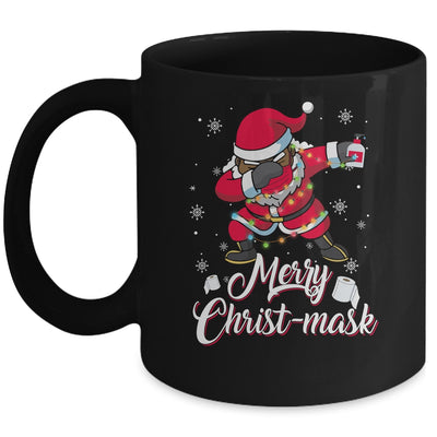 Black African American Christmas Dabbing Santa Wearing Mask Mug Coffee Mug | Teecentury.com