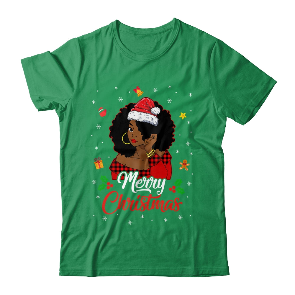 Black African Girl American Melanin Christmas Santa Hat Shirt & Sweatshirt | teecentury