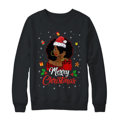 Black African Girl American Melanin Christmas Santa Hat Shirt & Sweatshirt | teecentury