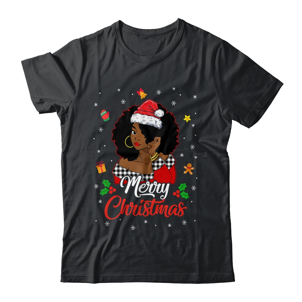 Black African Girl American Melanin Christmas Santa Hat Xmas Shirt & Sweatshirt | teecentury