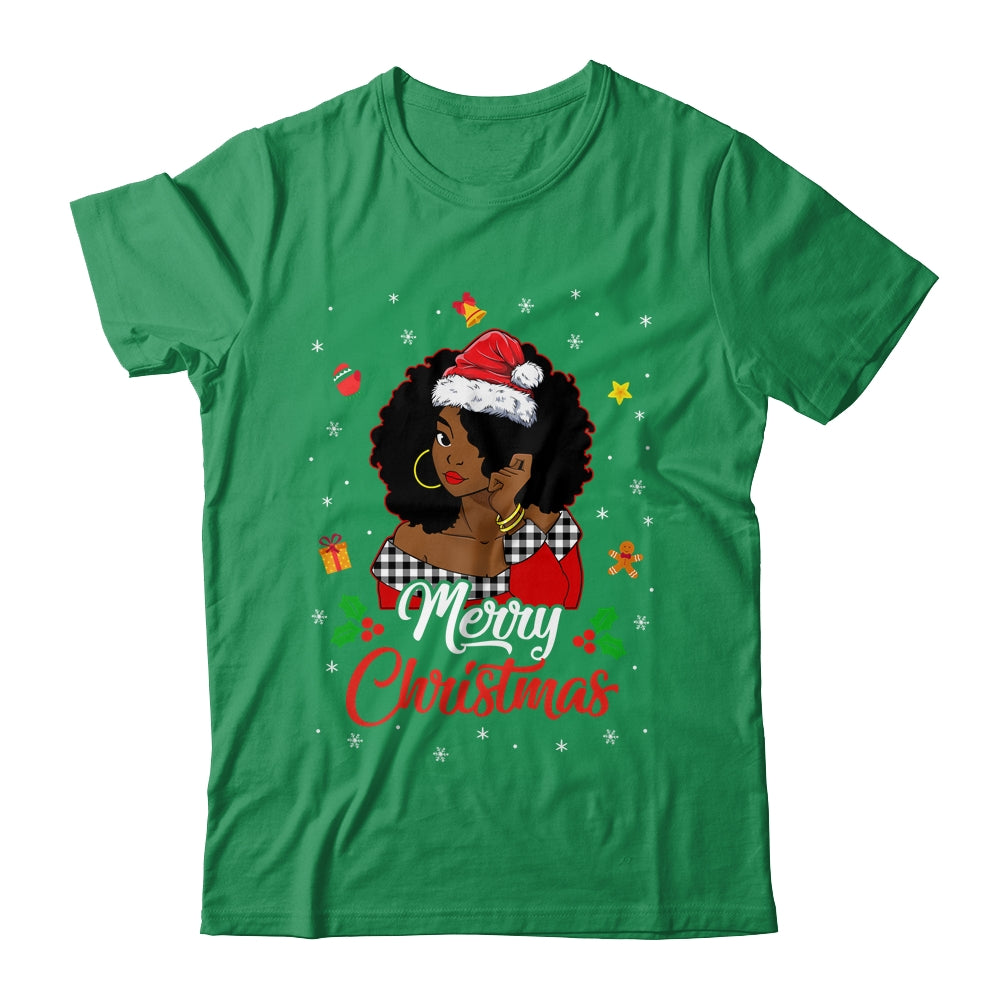 Black African Girl American Melanin Christmas Santa Hat Xmas Shirt & Sweatshirt | teecentury