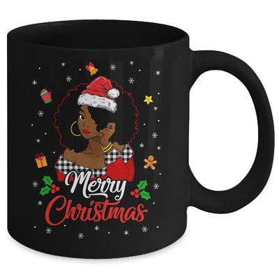 Black African Girl American Melanin Christmas Santa Hat Xmas Mug | teecentury