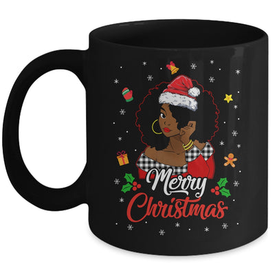 Black African Girl American Melanin Christmas Santa Hat Xmas Mug | teecentury