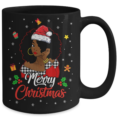 Black African Girl American Melanin Christmas Santa Hat Xmas Mug | teecentury