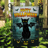 Black Cat Bat Wing Halloween Flag Pumpkin Seasonal Spooky Happy Halloween Flag | Teecentury.com