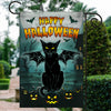 Black Cat Bat Wing Halloween Flag Pumpkin Seasonal Spooky Happy Halloween Flag | Teecentury.com