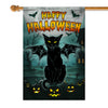Black Cat Bat Wing Halloween Flag Pumpkin Seasonal Spooky Happy Halloween Flag | Teecentury.com