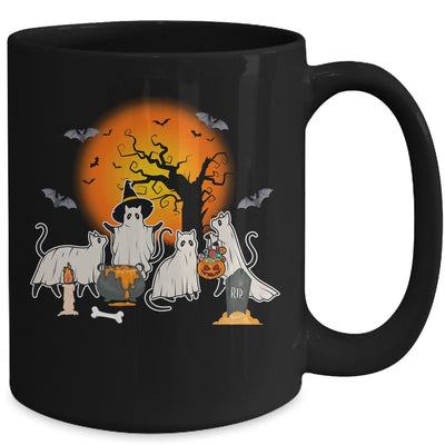 Black Cats In Ghost Costume Cute Women And Men Halloween Mug | teecentury