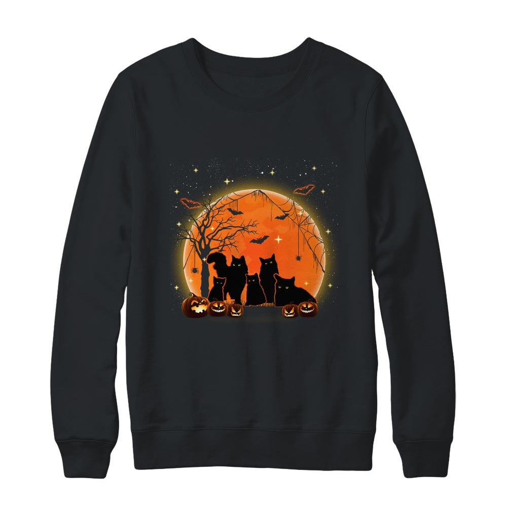 Black Cats Moon Pumpkin Funny Halloween Horror Gifts T-Shirt & Sweatshirt | Teecentury.com