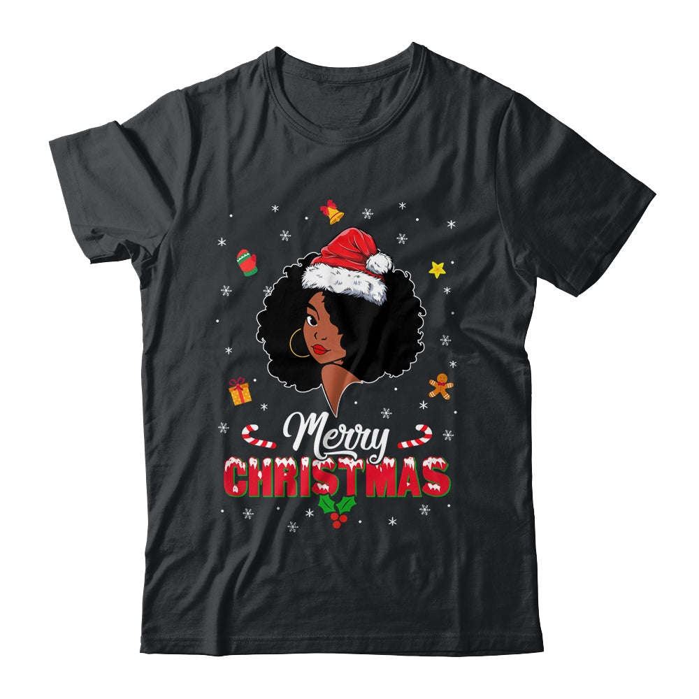 Black Girl Merry Christmas African American Woman Xmas Shirt & Sweatshirt | teecentury
