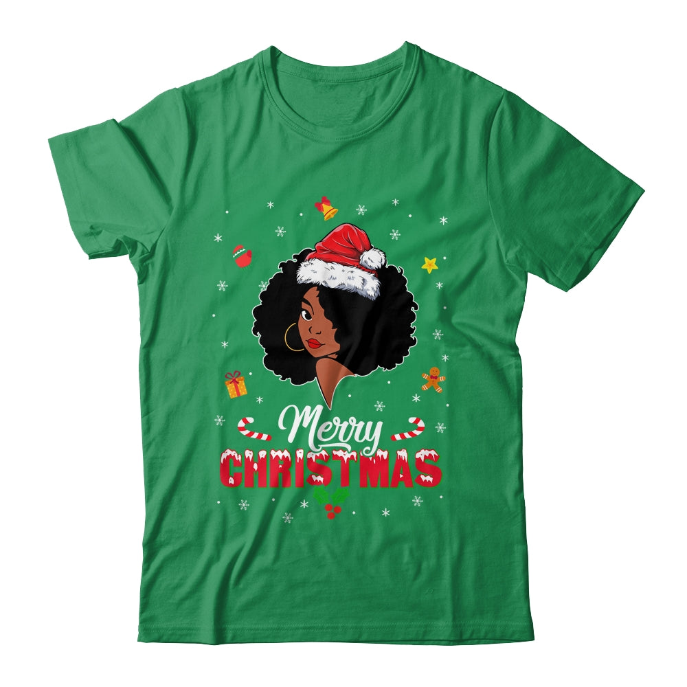 Black Girl Merry Christmas African American Woman Xmas Shirt & Sweatshirt | teecentury