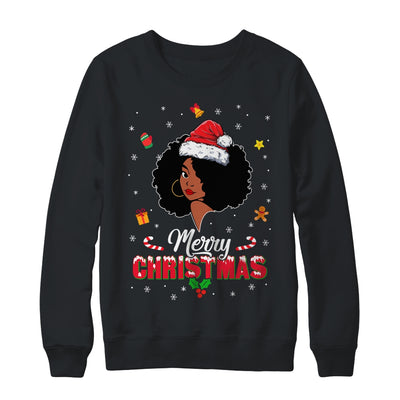 Black Girl Merry Christmas African American Woman Xmas Shirt & Sweatshirt | teecentury