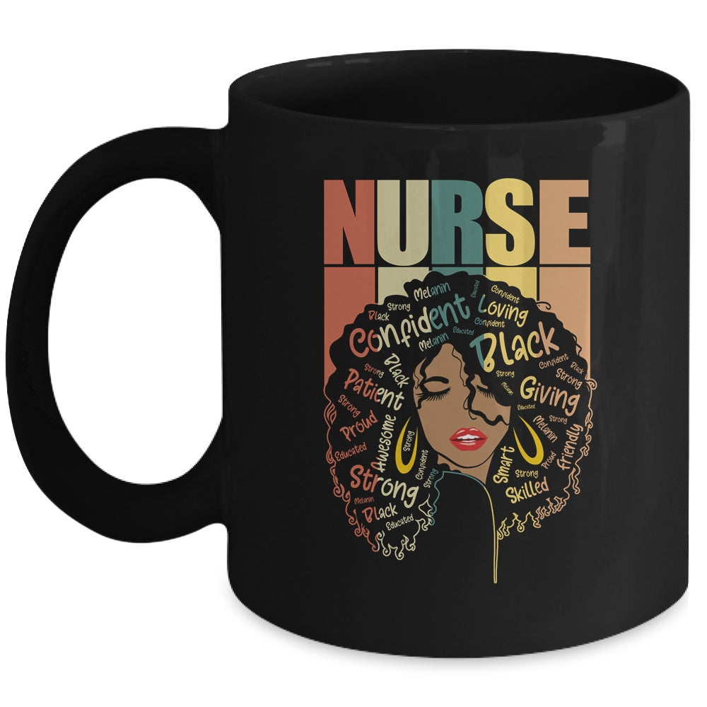 Black Woman Nurse Afro Retro Black History Month Mug Coffee Mug | Teecentury.com