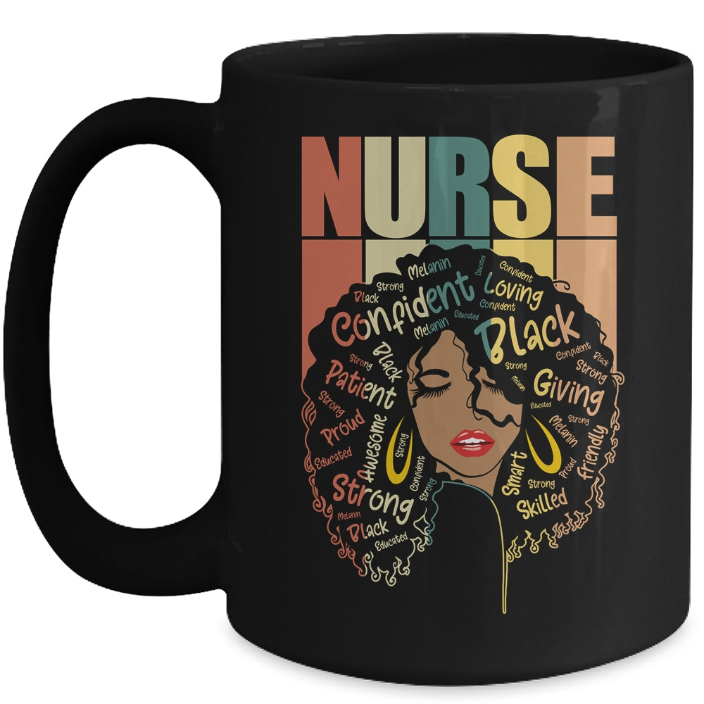 Black Woman Nurse Afro Retro Black History Month Mug Coffee Mug | Teecentury.com