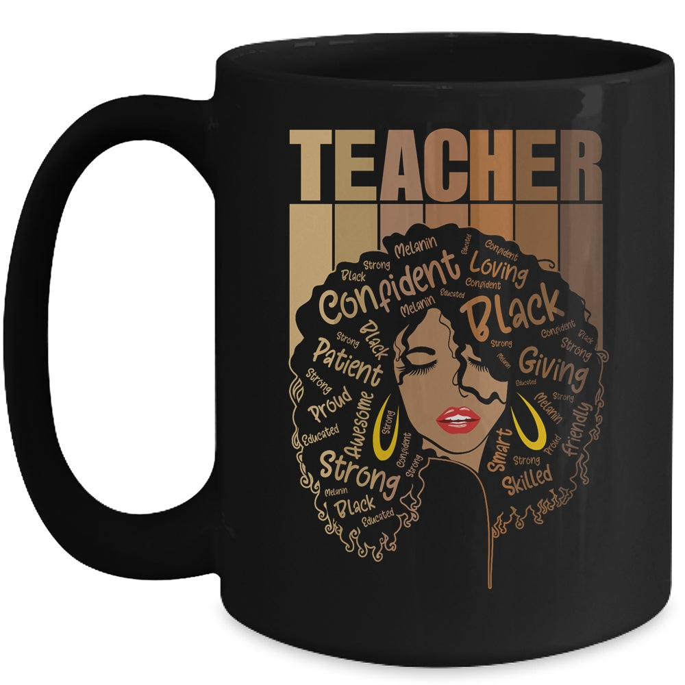 Black Woman Teacher Afro Retro Black History Month Mug Coffee Mug | Teecentury.com