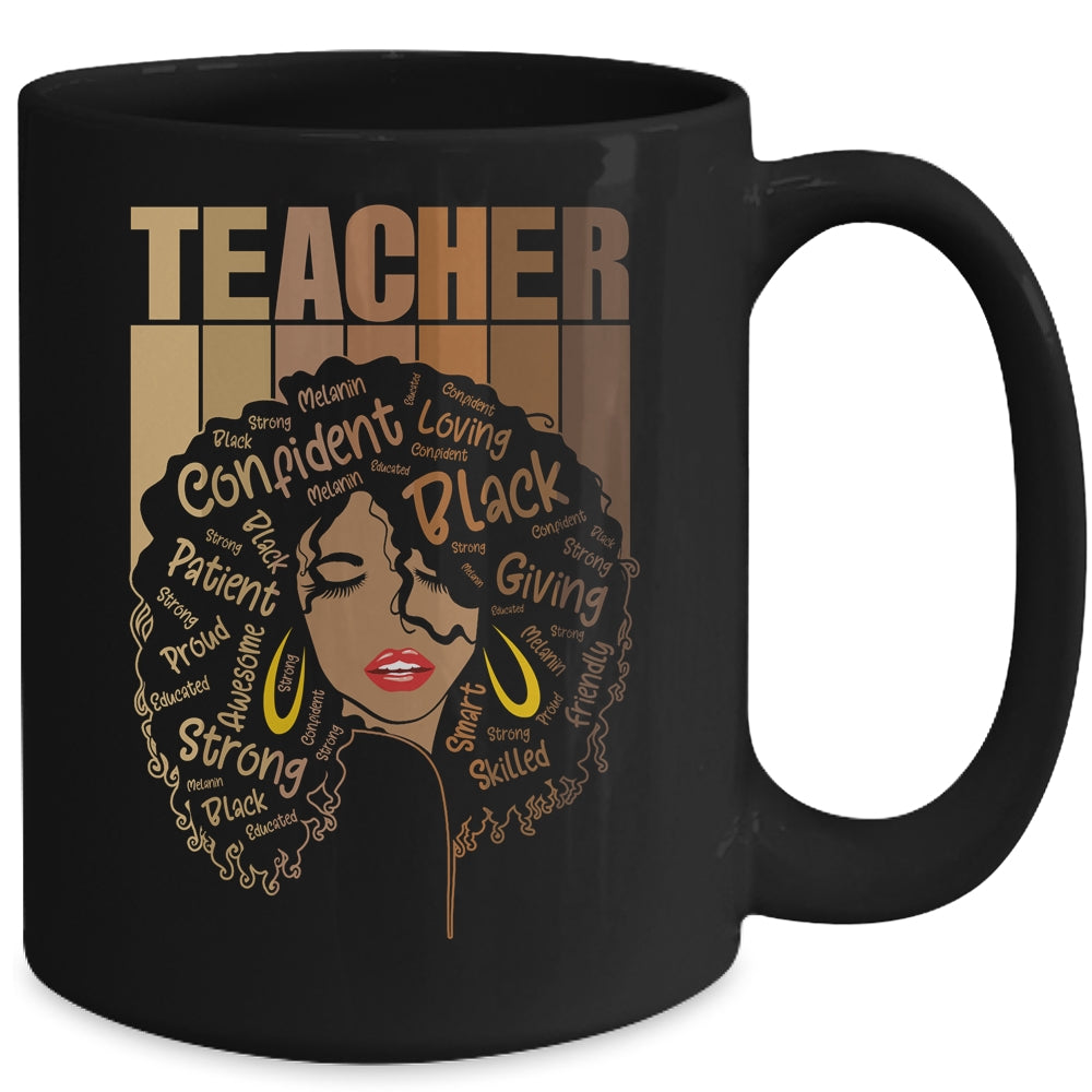 Black Woman Teacher Afro Retro Black History Month Mug Coffee Mug | Teecentury.com