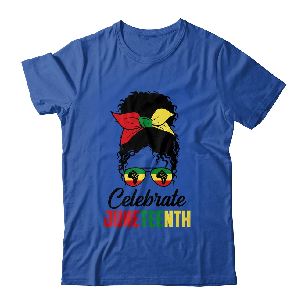 Black Women Messy Bun Hair Juneteenth Independence Day T-Shirt & Tank Top | Teecentury.com
