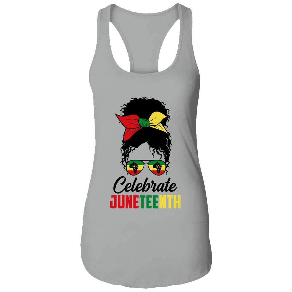 Black Women Messy Bun Hair Juneteenth Independence Day T-Shirt & Tank Top | Teecentury.com