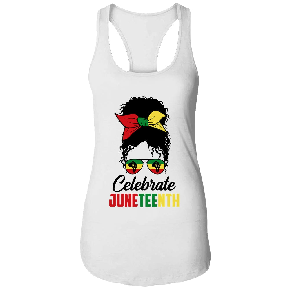 Black Women Messy Bun Hair Juneteenth Independence Day T-Shirt & Tank Top | Teecentury.com